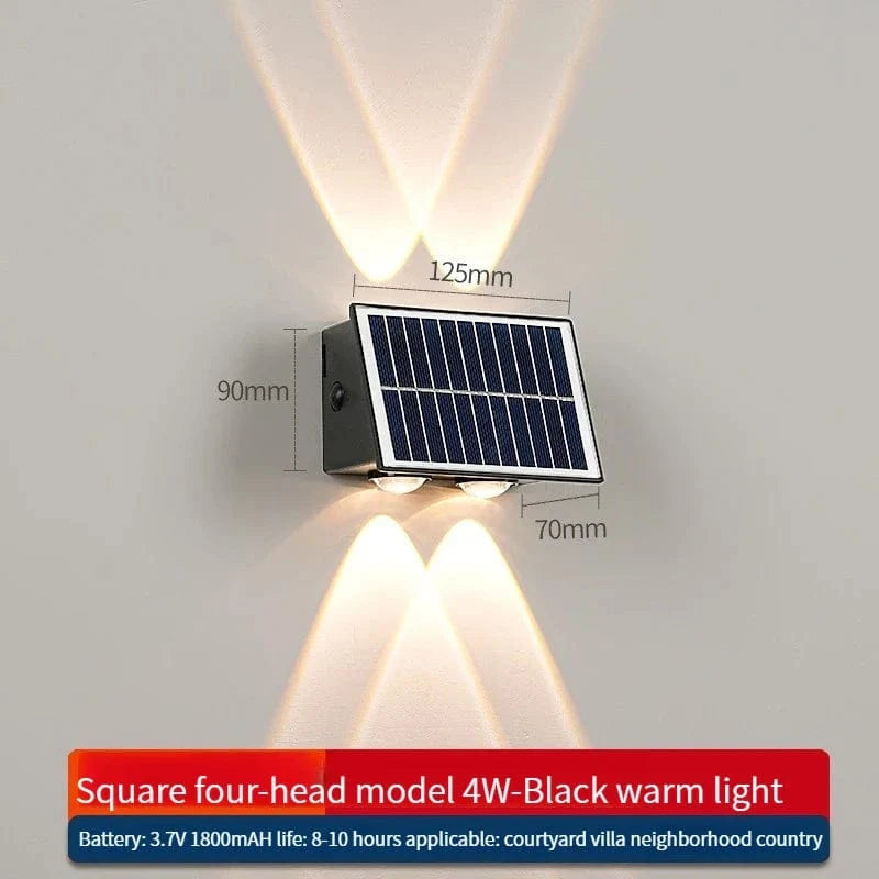 Applique murale solaire LED moderne et étanche pour extérieur – Idéale pour jardin, cour et rue | Marco Lucetti Blanc chaud 3 000 K. / Bord droit 4W