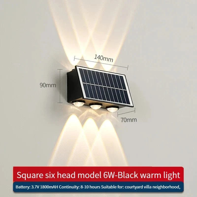 Applique murale solaire LED moderne et étanche pour extérieur – Idéale pour jardin, cour et rue | Marco Lucetti Blanc chaud 3 000 K. / Bord droit 6W