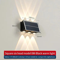 Applique murale solaire LED moderne et étanche pour extérieur – Idéale pour jardin, cour et rue | Marco Lucetti Blanc chaud 3 000 K. / Bord droit 6W