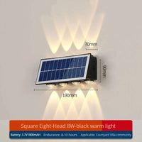 Applique murale solaire LED moderne et étanche pour extérieur – Idéale pour jardin, cour et rue | Marco Lucetti Blanc chaud 3 000 K. / Bord droit 8W