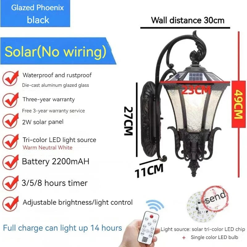 Applique Murale Solaire Rétro Europe pour Jardin - Étanche et Antirouille | Marco Lucetti