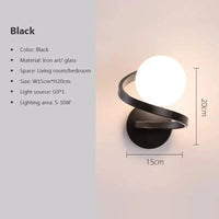 Applique murale spirale moderne en verre et fer | Marco Lucetti LWL120 Noir 15cm / Sans ampoule