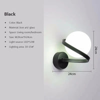 Applique murale spirale moderne en verre et fer | Marco Lucetti LWL120 Noir 24cm / Sans ampoule