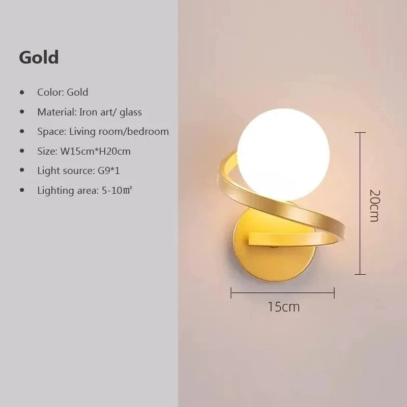 Applique murale spirale moderne en verre et fer | Marco Lucetti LWL120 Or 15cm / Sans ampoule