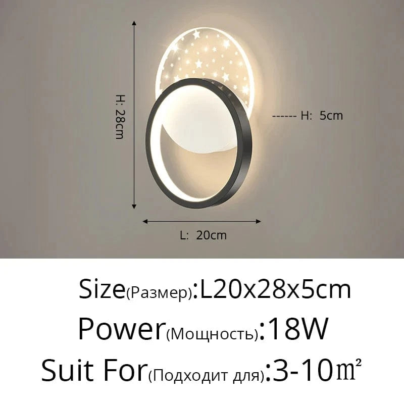 Applique murale Star Luxe Minimaliste Moderne | Marco Lucetti C Noir L20x28cm 18W / Blanc froid (5 500-7 000 K).