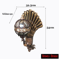 Applique murale Style européen rétro avec motif de paon LED pour intérieur/extérieur, idéal pour hôtel, Art balcon, Villa. | Marco Lucetti