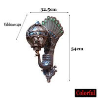 Applique murale Style européen rétro avec motif de paon LED pour intérieur/extérieur, idéal pour hôtel, Art balcon, Villa. | Marco Lucetti Coloré