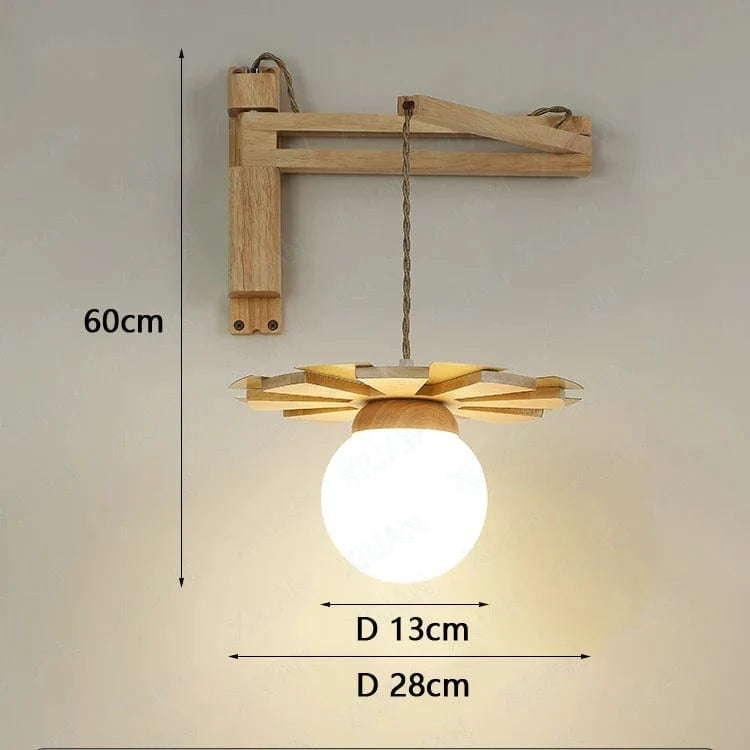 Applique murale suspendue nordique en bois avec bras oscillant LED | Marco Lucetti Applique / Lumière blanche