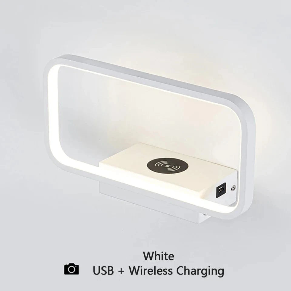 Applique Murale Tactile Moderne avec Variateur et Charge USB Sans Fil | Marco Lucetti Blanc-avec sans fil / Gradation de 3 couleurs