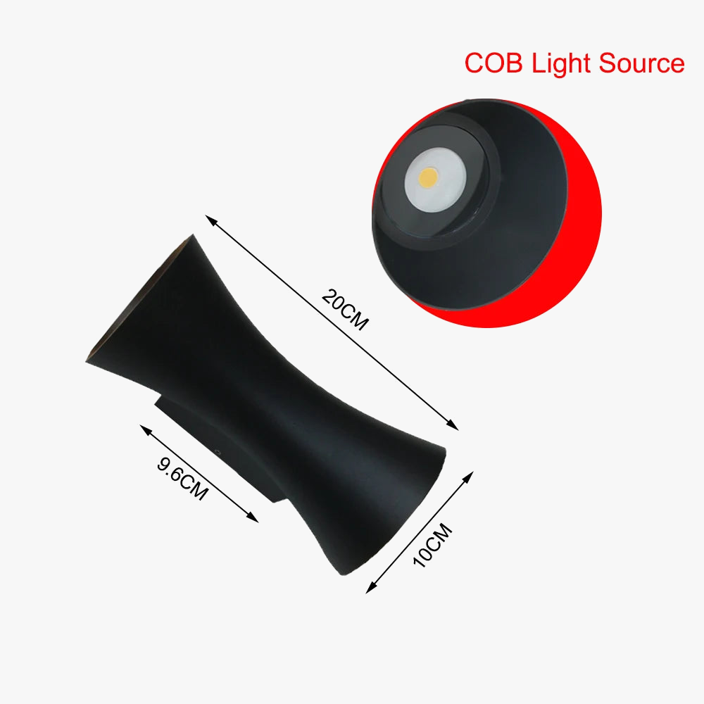 Applique murale étanche extérieure 12W LED COB en aluminium noir IP65 - Marque Lumibright