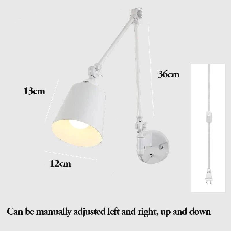 Applique murale télescopique nordique plafonnier pliant - Bras Long Réglable - Pour Salon, Salle à Manger, Chambre, Étude - Éclairage Intérieur Rotatif | Marco Lucetti Fil de fiche C blanc / CHINE / Pas d&#39;ampoule