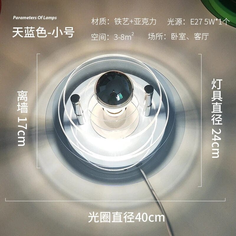 Applique murale UFO futuriste | Marco Lucetti Bleu clair 40cm