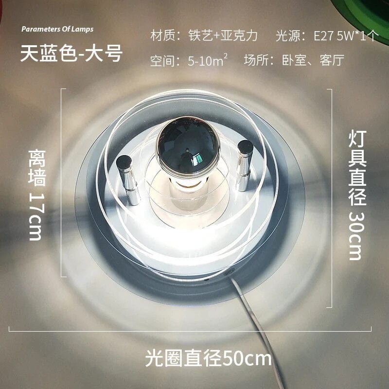 Applique murale UFO futuriste | Marco Lucetti Bleu clair 50cm