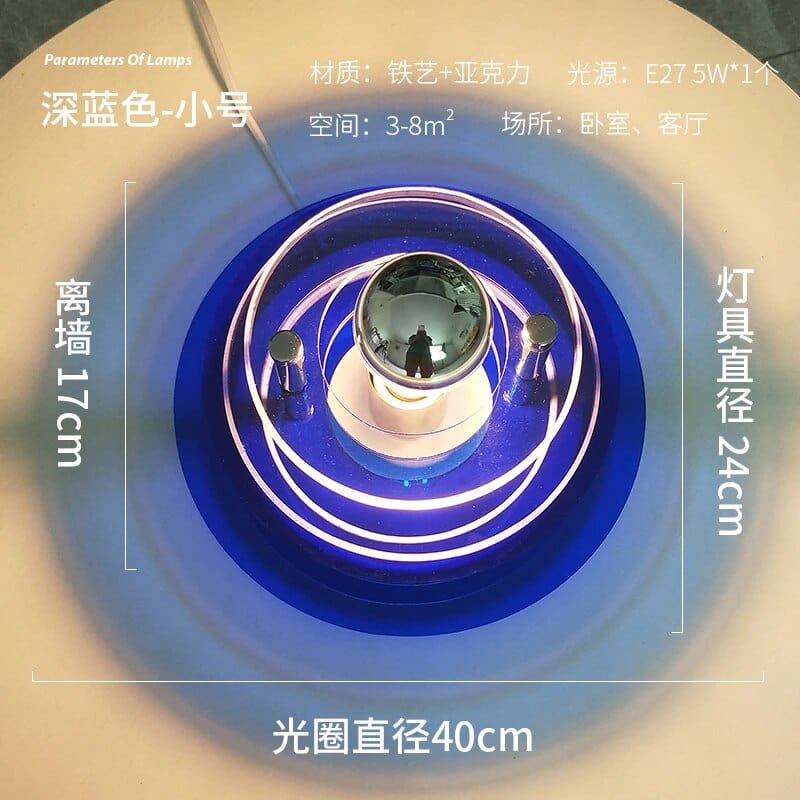 Applique murale UFO futuriste | Marco Lucetti Bleu foncé 40cm