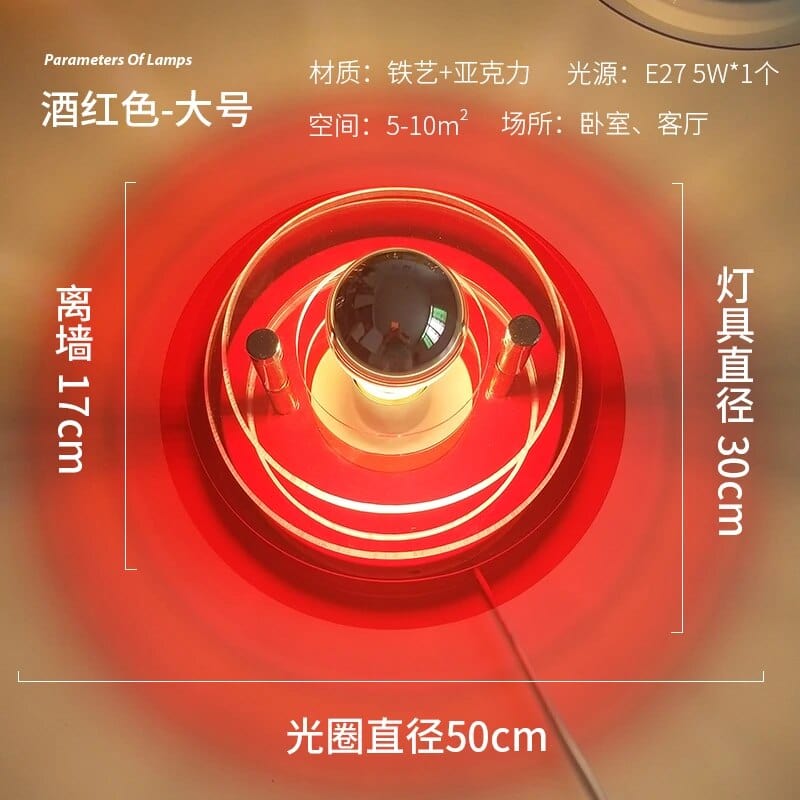 Applique murale UFO futuriste | Marco Lucetti Rouge 50cm