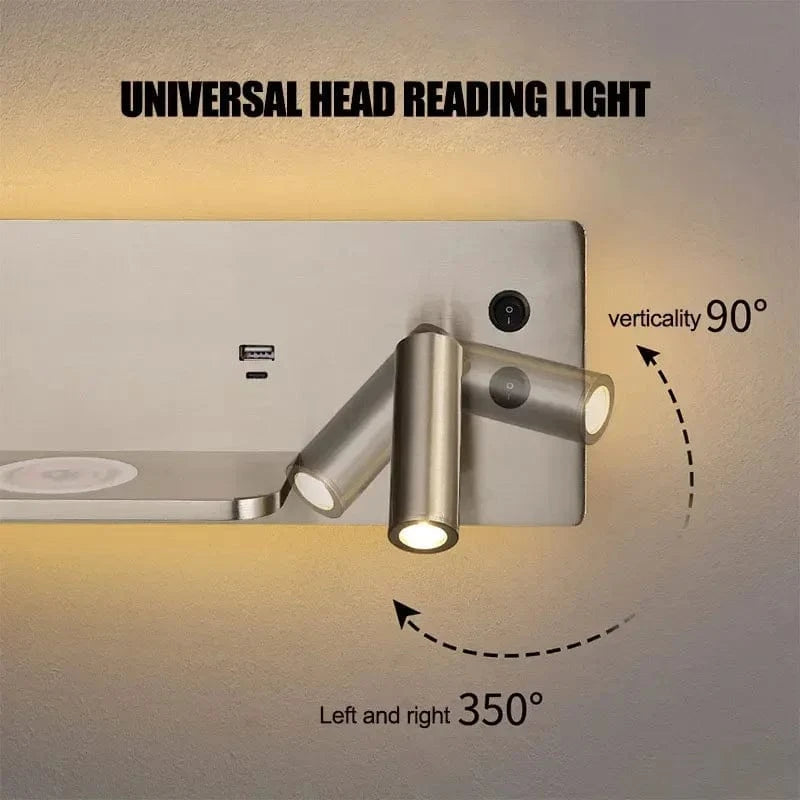 Applique murale USB LED sans fil de luxe multi-fonction avec interrupteur | Marco Lucetti