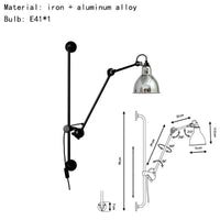 Applique murale vintage américaine avec prise et abat-jour pivotant | Marco Lucetti Chrome / Blanc chaud (2700-3500K) / Sans prise