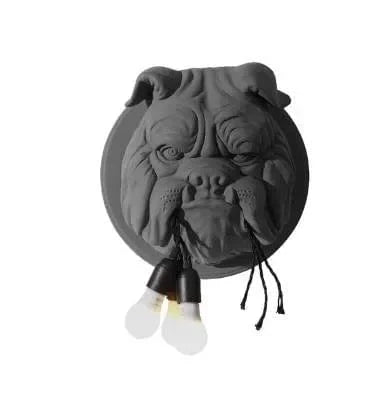 Applique murale vintage Bouledogue Charmant en résine | Marco Lucetti Chien-Noir / Blanc froid