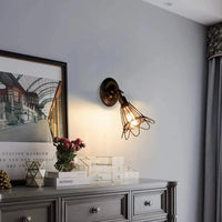 Applique murale Vintage de style industriel réglable avec cage en fil métal - Luminaire LED rustique | Marco Lucetti Bronze