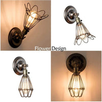 Applique murale Vintage de style industriel réglable avec cage en fil métal - Luminaire LED rustique | Marco Lucetti Bronze