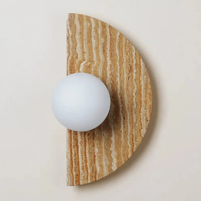 Applique Murale Vintage Demi-Cercle en Pierre Naturelle avec LED - Collection Élégance Nature | Marco Lucetti