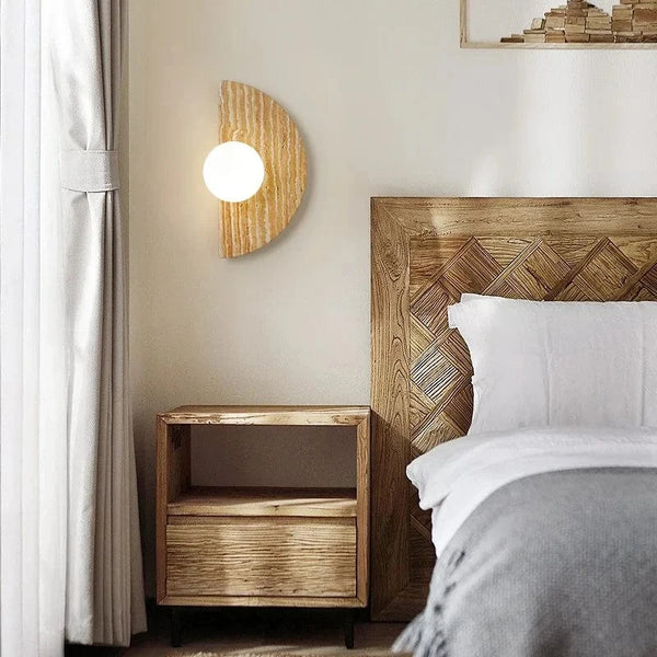 Applique Murale Vintage Demi-Cercle en Pierre Naturelle avec LED - Collection Élégance Nature | Marco Lucetti