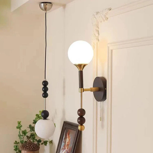 Applique Murale Vintage en Bois et Verre avec Interrupteur à Câble - Édition Limitée | Marco Lucetti