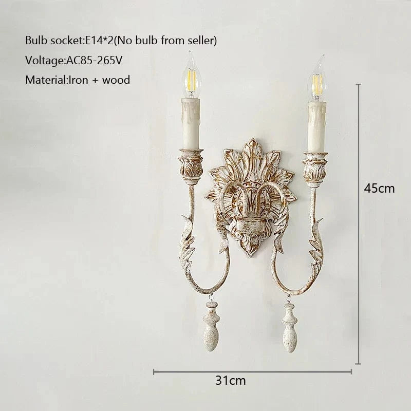 Applique murale Vintage en Bois Massif - Style Américain | Marco Lucetti Double tête sans ampoule