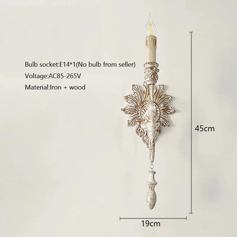 Applique murale Vintage en Bois Massif - Style Américain | Marco Lucetti Tête unique sans ampoule