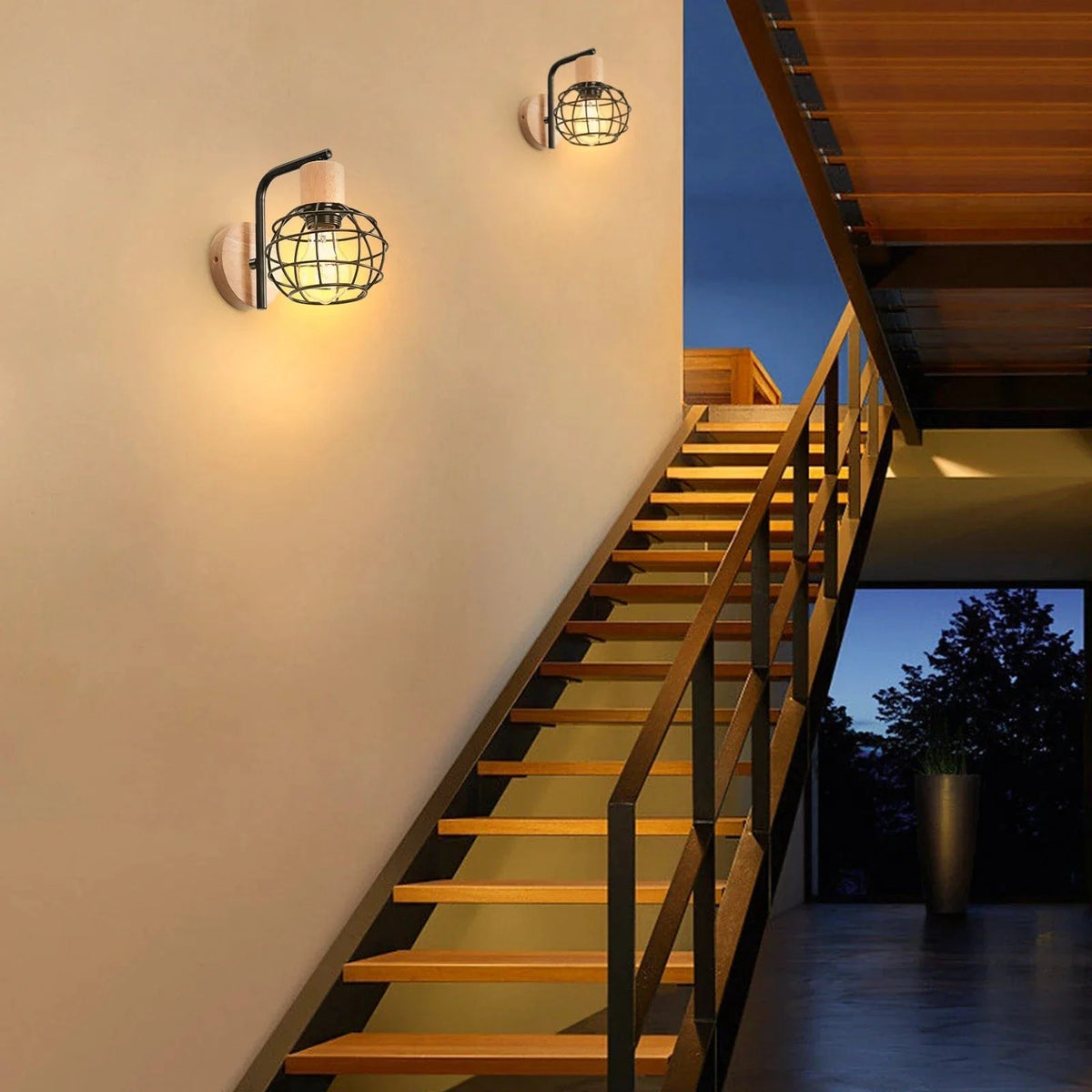 Applique murale Vintage en fer et bois pour éclairage intérieur nordique- Parfait pour chambre, salon, restaurant et bar | Marco Lucetti