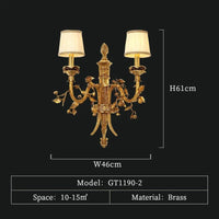 Applique murale vintage en laiton - Édition française pour intérieur médiéval européen | Marco Lucetti 2 lumières L46 H61cm