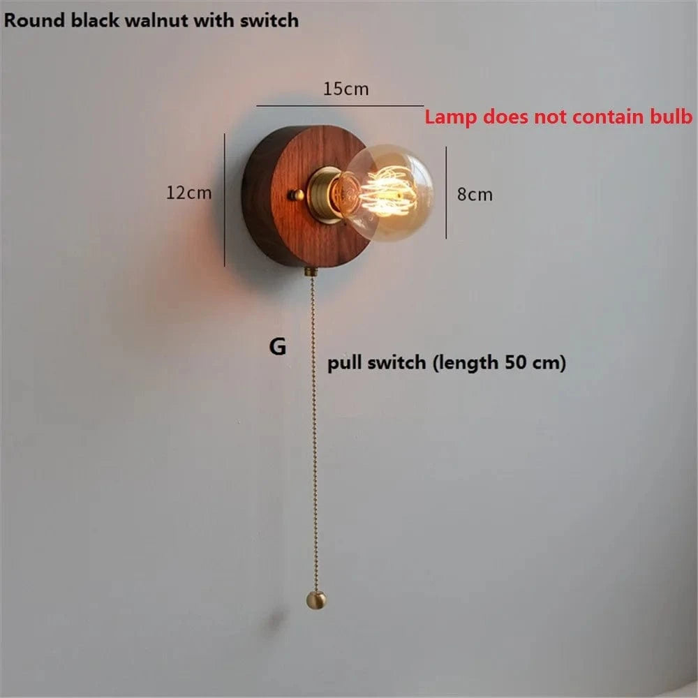 Applique Murale Vintage en Noyer Edison avec Interrupteur à Tirette - Édition Limitée | Marco Lucetti G