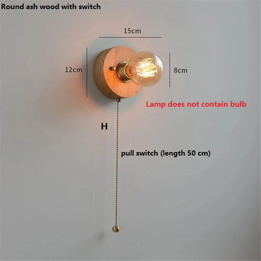 Applique Murale Vintage en Noyer Edison avec Interrupteur à Tirette - Édition Limitée | Marco Lucetti H