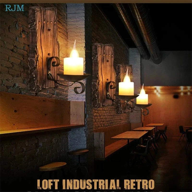 Applique murale vintage en vieux bois et fer pour établissements authentiques | Marco Lucetti Jaune