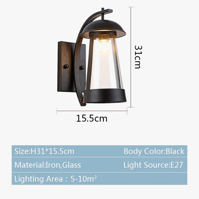 Applique murale vintage européenne étanche pour extérieur - Style élégant and pratique | Marco Lucetti