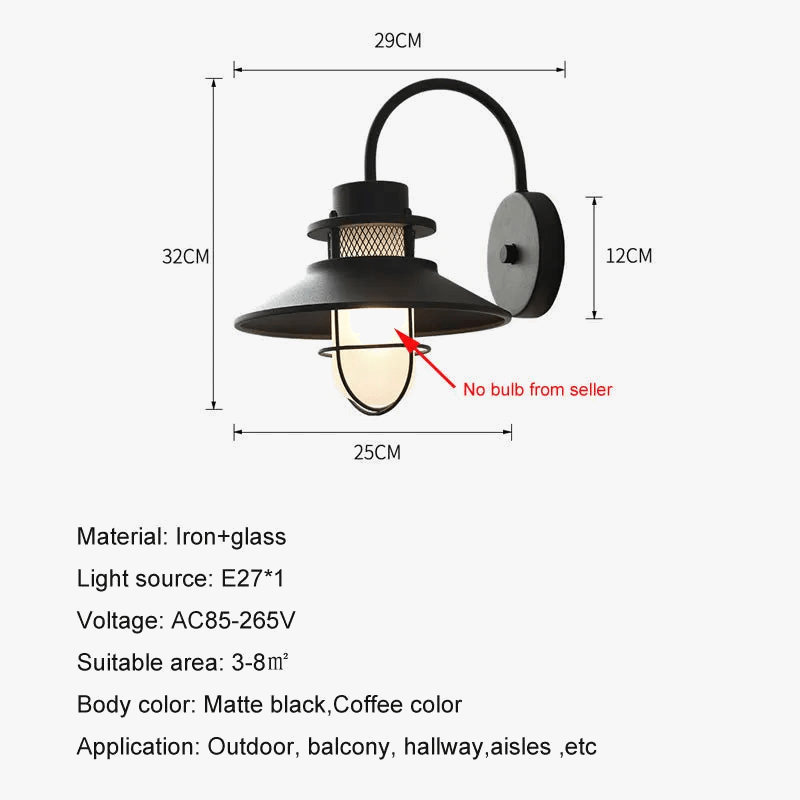 Applique murale vintage industrielle américaine - Étanche pour extérieur et intérieur | Marco Lucetti