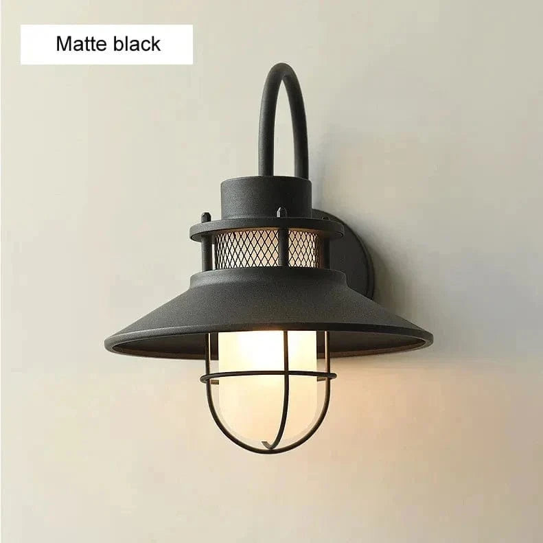 Applique murale vintage industrielle américaine - Étanche pour extérieur et intérieur | Marco Lucetti Noir mat sans ampoule