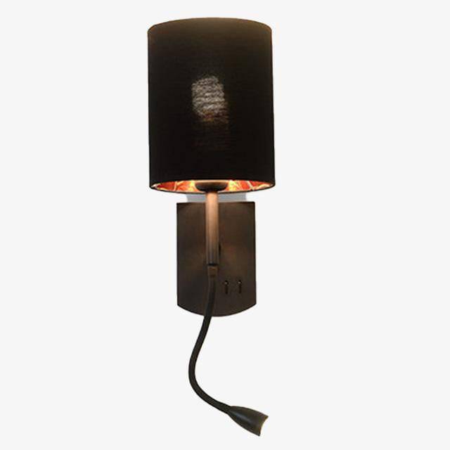 Applique murale vintage LED avec abat-jour et liseuse | Marco Lucetti Noir