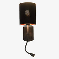 Applique murale vintage LED avec abat-jour et liseuse | Marco Lucetti Noir