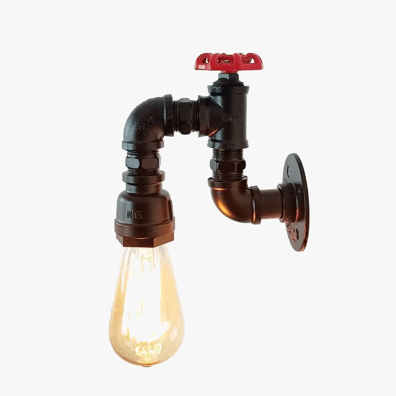 Applique murale vintage loft en tuyau d'eau avec valve - Style industriel | Marco Lucetti