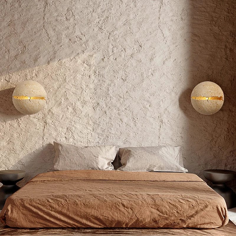 Applique murale Wabi Sabi en pierre naturelle jaune - Éclairage LED chaud pour un décor chaleureux | Marco Lucetti