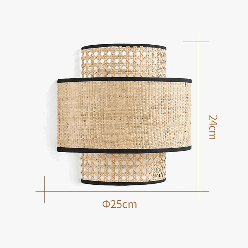 Applique murale Wabi Sabi Vintage en rotin fait main with LED lighting | Marco Lucetti