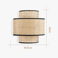 Applique murale Wabi Sabi Vintage en rotin fait main with LED lighting