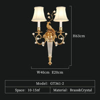 Applique murale Xuanzhao dorée style chinois Paon - Double bras | Marco Lucetti