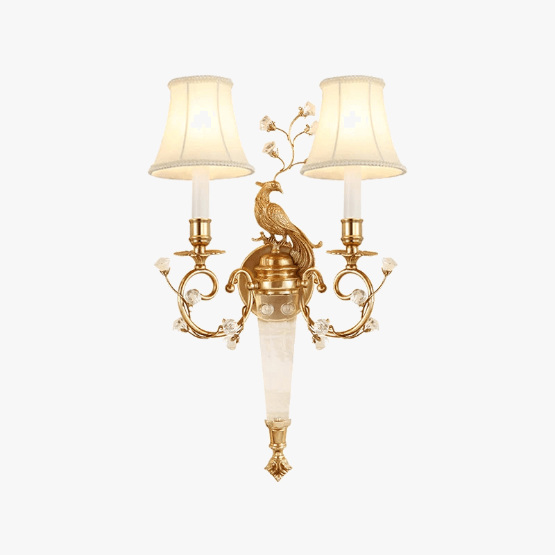 Applique murale Xuanzhao dorée style chinois Paon - Double bras | Marco Lucetti