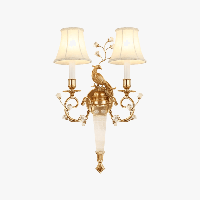 Applique murale Xuanzhao dorée style chinois Paon - Double bras | Marco Lucetti