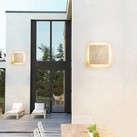 Applique murale Yellowstone en pierre naturelle, LED étanche IP65, design carré, pour villa, cour, entrée, couloir et restaurant - Lumières décoratives | Marco Lucetti