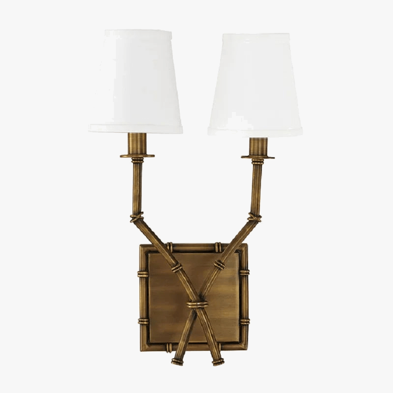 Applique nordique Double tête, chambre et salon en fer forgé bamboo et lin Ø57cm | Marco Lucetti