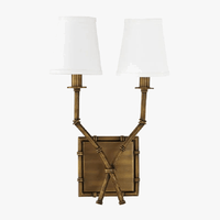 Applique nordique Double tête, chambre et salon en fer forgé bamboo et lin Ø57cm | Marco Lucetti