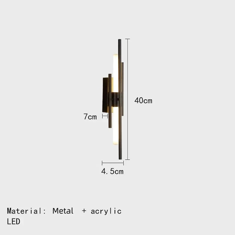 Applique Nordique LED de Luxe par un Designer Artiste pour Escalier Allée Salon Chambre Restaurant Luminaire | Marco Lucetti 40 cm-noir / Lumière chaude (3000K)